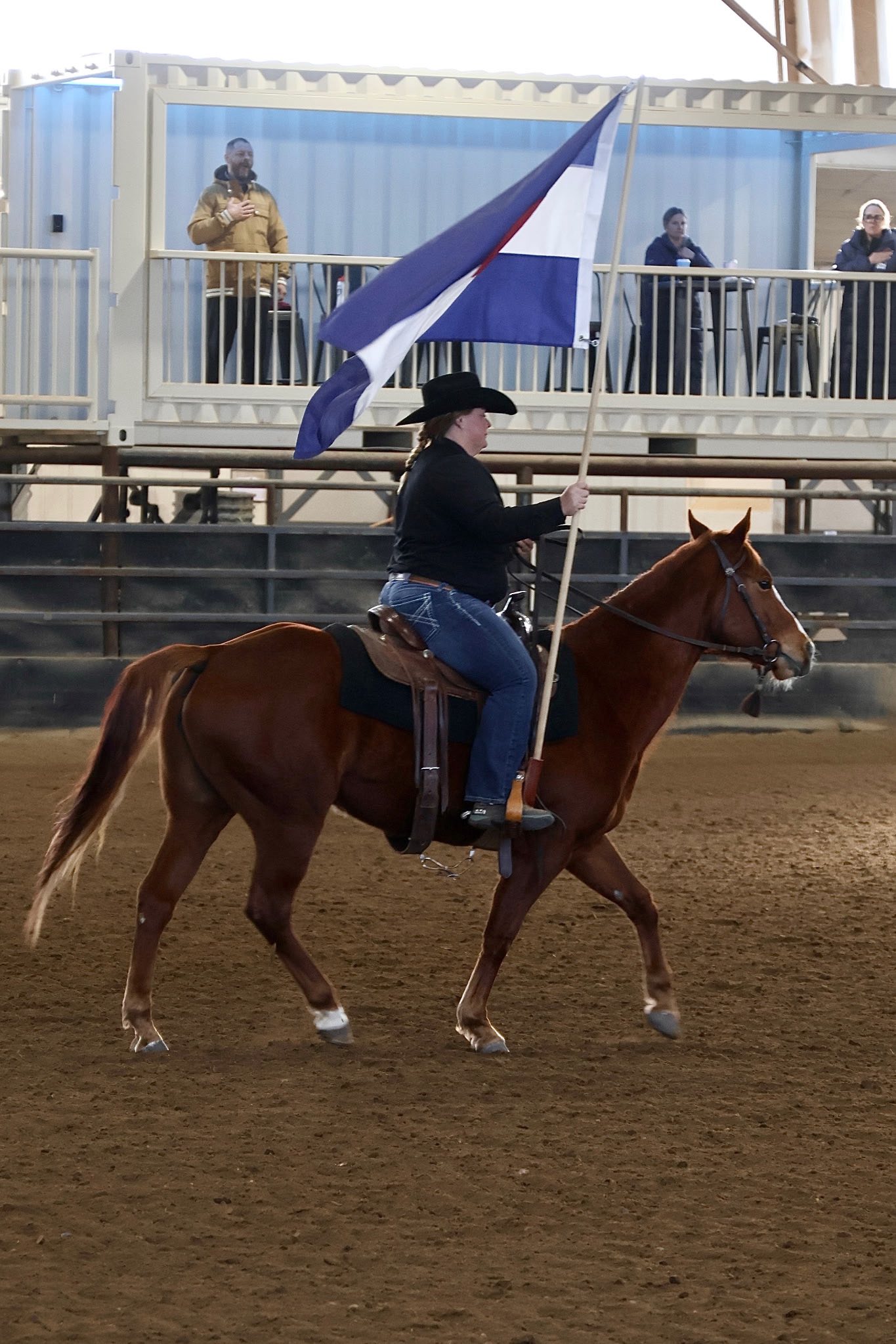 Solo rider with flag